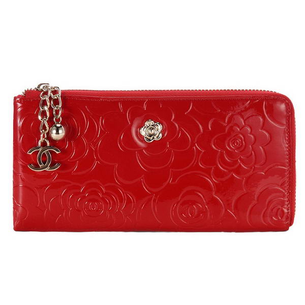 Replica Chanel Flower Leather Zippy Wallet A30319 Red